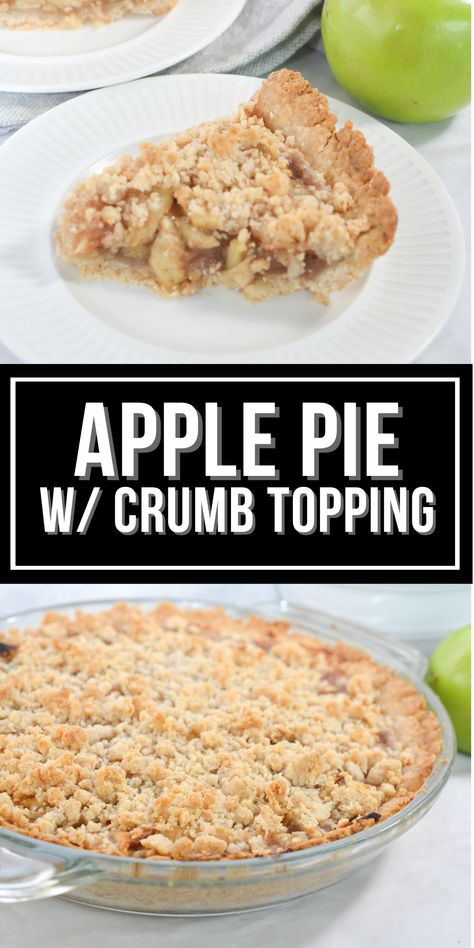 This Easy Apple Pie with Crumb Topping is a true revelation. If you think that pie is difficult to make then you need to try this incredible easy pie crust recipe. Crumb Topped Apple Pie, Crumb Crust Apple Pie Crumble Topping, Apple Pie Crumb Topping Recipe, Crumble For Apple Pie Topping, Apple Pie With Crumb Topping Easy, Easy Crumble Topping For Apple Pie, Blackberry Pie With Crumb Topping, Crumb Topping For Pie Recipes, Apple Pie Recipe With Premade Crust