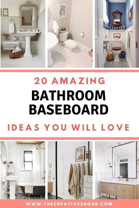 Looking to revamp your bathroom? Explore these creative bathroom baseboard ideas that combine tile, trim, and more. From classic to contemporary, find inspiration for your next home improvement project. Tile As Baseboard In Bathroom, Bathroom Trim Ideas, Tile Baseboard Bathroom, Bathroom Baseboard Ideas, Baseboard Design, Black Baseboards, Off White Bathroom, Interior Trim Ideas, Bathroom Baseboard