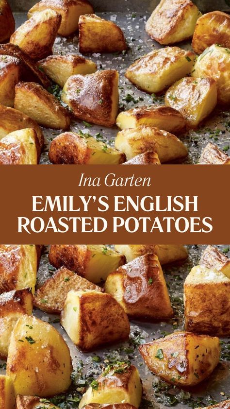 Ina Garten Emily’s English Roasted Potatoes Emily’s Roasted Potatoes, Ina Garten Dutch Oven Potatoes, English Roasted Potatoes Recipe, English Roasted Potatoes In Oven, English Style Roasted Potatoes, Emily’s English Roasted Potatoes, German Roasted Potatoes, Ina Garten Vegetable Recipes, Roasted Potatoes Ina Garten