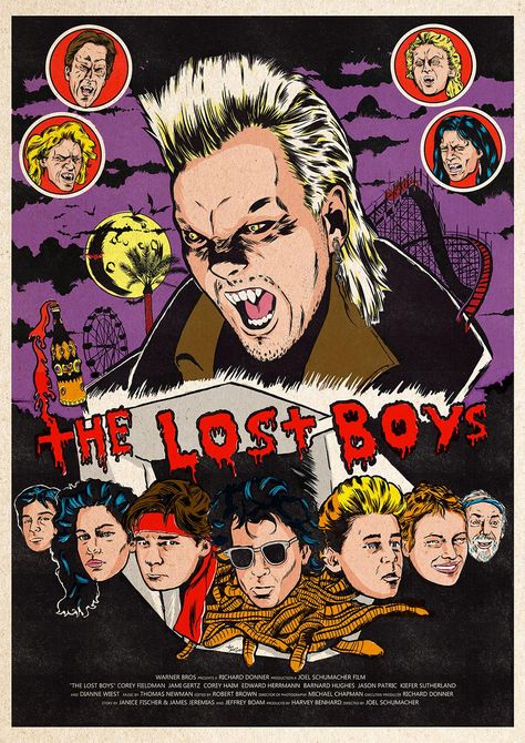 The Lost Boys (1987) [1061 x 1500] The Lost Boys Poster, Jason Patric, Lost Boys Movie, The Lost Boys 1987, Boys Posters, The Lost Boys, Best Horror Movies, Sharpie Art, Horror Movie Art