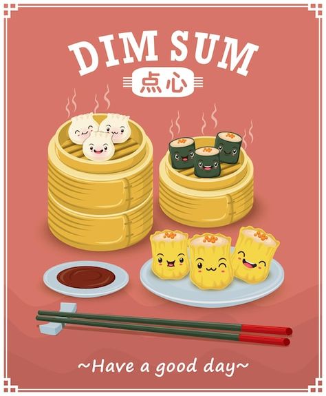 Premium Vector | Vector dimsum chinese dumpling hand drawn chinese food Chinese Dumplings, Chinese Dishes, Dim Sum, Design Set, Food Illustrations, Branding Design Logo, Dumplings, Main Course, Food Art