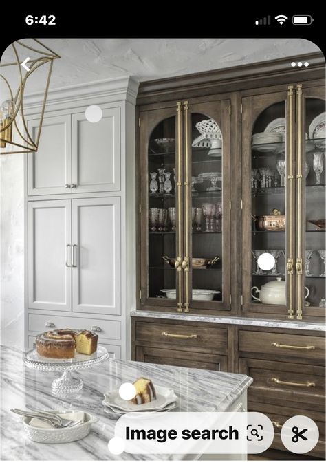 Kitchen Furniture Cabinets, Arched Glass Cabinet Doors, China Cabinets In Kitchen, Pantry That Looks Like Furniture, Historic Kitchen Cabinets, Cremone Bolt Kitchen Cabinet, Cremone Bolts On Kitchen Cabinets, Tongue And Groove Cabinets, Maple Cabinet Kitchen Ideas