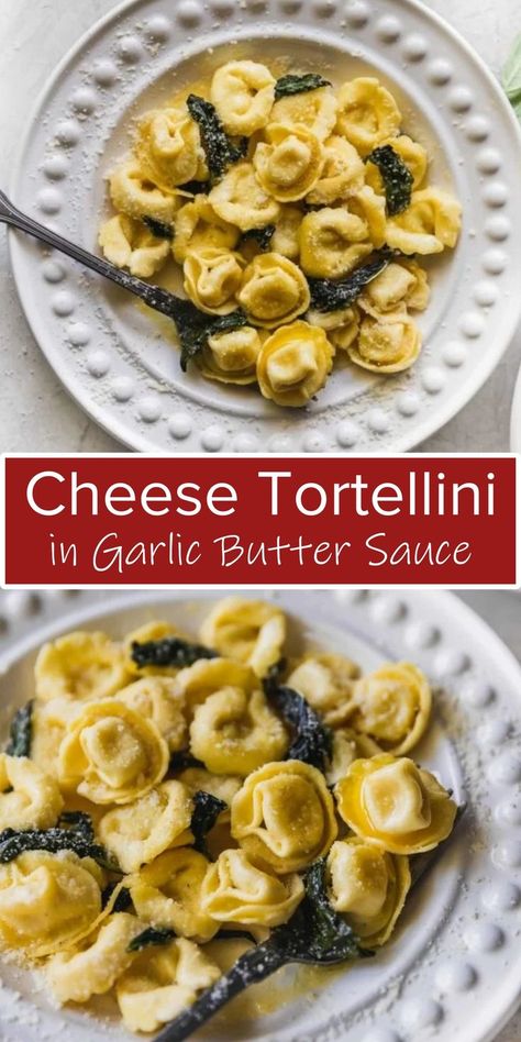 Garlic Cheese Tortellini, Tortellini With Butter Sauce, Tortellini Recipes Garlic Butter, Tortellini Recipes Butter Sauce, Sauce Recipes For Tortellini, Cheese Tortellini Side Dish, Garlic Tortellini Recipes, Butter Tortellini Recipes, Cheese Tortellini In Garlic Butter Sauce