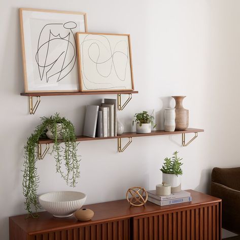 Wall Long Shelf, Walnut Wood Wall, Wood Wall Shelves, Industrial Wall Shelves, Solid Wood Design, Modern Wall Shelf, Metal Wall Shelves, Wall Shelves Design, Wood Wall Shelf