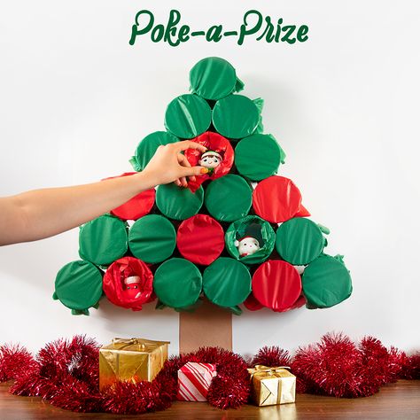 Create this prize wall game for your next holiday party. Prizes For Employees, Holiday Party Prizes, Christmas Party Prizes, Party Game Prizes, Christmas Tree Game, Diy Christmas Party, Xmas Games, Party Prizes, Fun Christmas Party Games