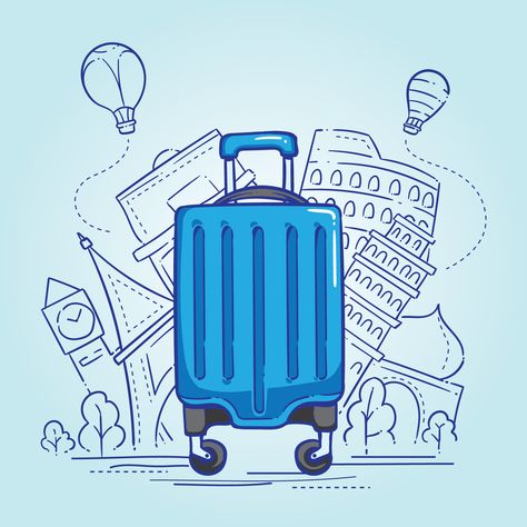 Luggage Illustration Luggage Illustration, Stock Graphs, Travel Wallpaper, Packing List For Travel, Travel Illustration, Travel Scrapbook, Printables Kids, Free Vector Art, Travel Agency