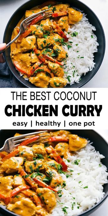 Coconut Curry Chicken Recipes, Cibo Asiatico, Chicken Curry Recipe, Coconut Curry Chicken, Coconut Chicken, Easy Chicken Curry, Healthy Dinner Recipes Chicken, Curry Chicken Recipes, Recipe Chicken