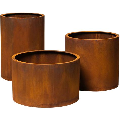 Outdoor Flower Boxes, Corten Steel Planters, Front Garden Landscape, Weathering Steel, Steel Planters, 3 Sisters, Steel Flowers, Planter Design, Outdoor Flowers