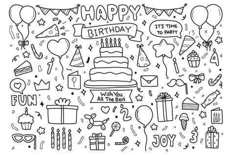 Birthday Whiteboard Ideas, Bday Doodles Birthday Cards, Happy Birthday Doodles Hand Drawn, Hand Drawn Birthday Cards Simple, Happy Birthday Doodle Cards, Happy Birthday Sketch Drawing, Birthday Doodles Hand Drawn, Happy Birthday Doodle Art, Bday Doodles