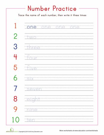 Worksheets: Writing Numbers 1-10 Number Writing Worksheets, Writing Worksheets Kindergarten, Number Words Worksheets, Number Practice, Handwriting Paper, Kindergarten Worksheets Free Printables, Teen Numbers, Free Kindergarten Worksheets, Letter Worksheets