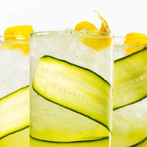 Big-Batch Cucumber Collins Cocktails | America's Test Kitchen Recipe Cucumber Collins, Collins Cocktail, Jazz Clubs, Juke Joints, Cooking App, Lemon Twist, Cucumber Water, America's Test Kitchen Recipes, America's Test Kitchen