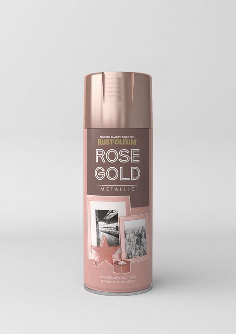 Rust-Oleum Rose Gold spray paint  A premium quality, scratch resistant finish that allows you to create an attractive Rose Gold metallic finish on a wide range of substrates. Add a shiny metallic look to picture frames, candle holders, hobby and craft items and more. Rose Gold Spray Paint, Rose Gold Furniture, Rose Gold Paint, Rose Gold Bedroom, Christmas Paper Craft, Rose Gold Painting, Spray Paint Colors, Metallic Spray Paint, Rosa Gold