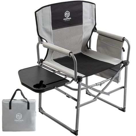 Camping Chair Design, Large Side Table, Portable Camping Chair, Bicycle Camping, Camping Snacks, Camp Chair, Table Folding, Portable Chair, Outdoor Appliances