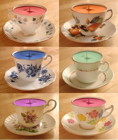 tea darling?: Afternoon Tea Tuesday: Teacup candles Tea Cup Candles Diy, Tea Wedding Favors, Teacup Crafts, Teacup Candles, Tea Diy, Cup Crafts, Candle Craft, Candle Business, Candle Cup