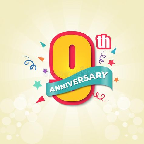 Colorful Anniversary Emblem 9th Anniversary Template Design Vector. Celebrate Il , #SPONSORED, #Emblem, #Template, #Colorful, #Anniversary, #Celebrate #ad Anniversary Graphic Design, Facebook Party Graphics, Anniversary Template, Birthday Banner Background, 9th Anniversary, Work Anniversary, Facebook Party, Anniversary Logo, Hanging Banner