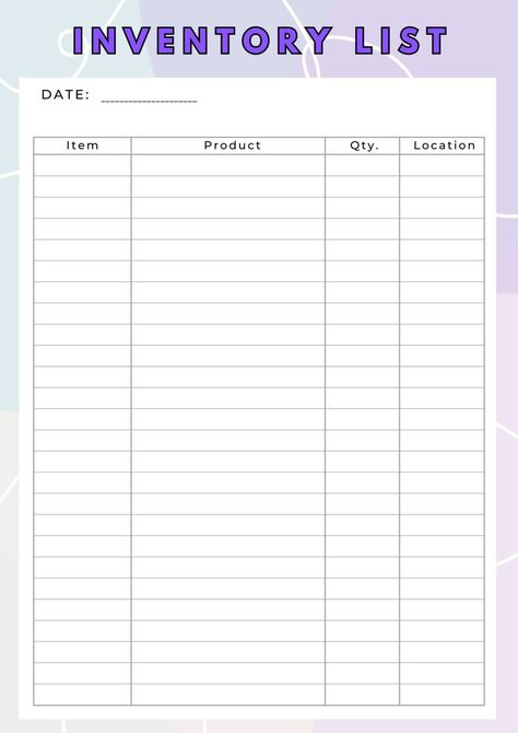 Inventory List Sheet Templates | Printables Hub Craft Inventory Printable Free, Small Business Inventory Spreadsheet, Moving Inventory List Free Printable, Inventory Checklist Template, Home Inventory List Free Printable, Kitchen Inventory List Free Printable, Stock Inventory Template, Free Spreadsheet Templates, Free Printable Inventory Sheets