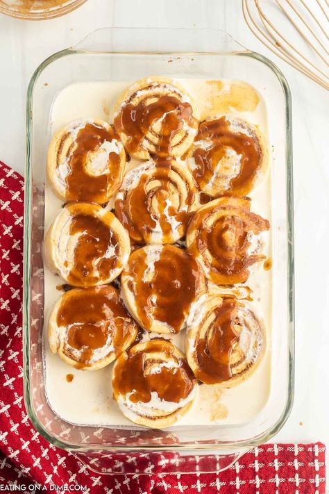 TikTok Cinnamon Rolls Recipe - Eating on a Dime Ticktock Cinnamon Rolls, Tic Tock Cinnamon Roll, Cinnamon Rolls Tiktok, Tik Tok Cinnamon Rolls, Store Bought Cinnamon Rolls, Tiktok Cinnamon Rolls, Fluffiest Cinnamon Rolls, Make Cinnamon Rolls, Breakfast Calories