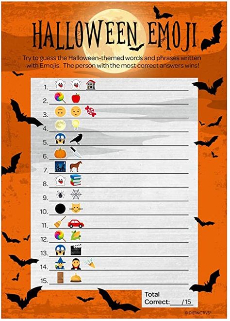 Emoji Guessing Game, Halloween Games For Adults, Vampire Halloween Party, Party Emoji, Kids Halloween Party Decorations, Halloween Quiz, Classroom Party Games, Halloween Emoji, Emoji Game