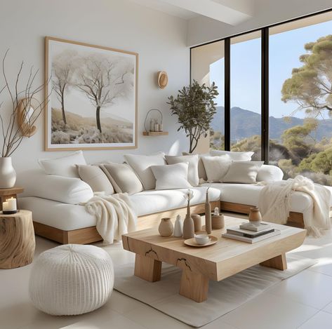 White Sofa Living Room, Beige Living Rooms, Living Room Scandinavian, Coastal Living Room, Home Design Living Room, Room Decorating, Boho Living, Decor Home Living Room, Boho Living Room