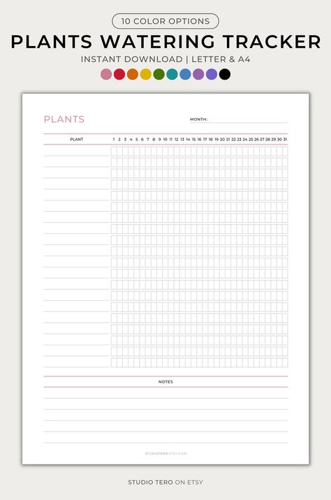 Don't worry about keeping track of your plants' watering needs - we've got you covered! Track when you last watered each plant all in one place. You can keep an eye on their progress in the notes section. This is a great way to make sure you’re giving your plants the care they need to grow and thrive! #plantswateringtracker #plantswatering #plantcare #plantgrowth #houseplantcare #outdoorplants #vegetables #flowers #planner #printableplanner #digitaltracker #minimal #homecare #plantcare Plant Diary, Minimal Plant, Plant Watering, Tracker Printable, House Plant Care, Plant Care, Printable Planner, Diy Garden, How To Stay Healthy