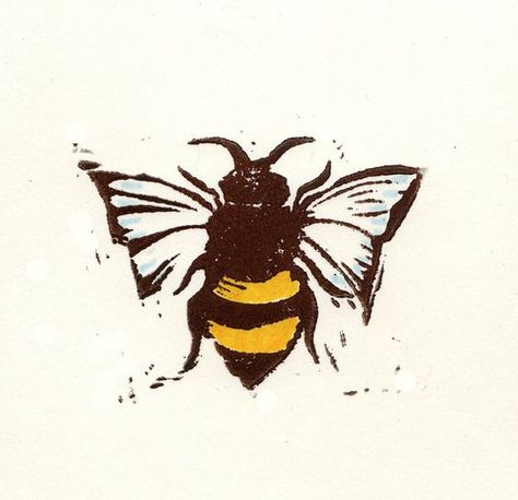 ✾ Appliqué Ideas, Bee Images, Lino Cuts, Linoleum Print, 카드 디자인, Bee Tattoo, Stamp Printing, Bee Art, Bee Print