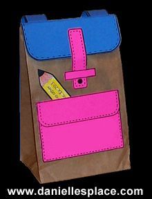 Back To School Preschool Crafts School Bag Craft Preschool, School Bag Craft For Kids, Paper Bag Backpack Craft, Back To School Gift Bags For Kids, Backpack Template Free Printable, Paper Bag Gift Ideas, School Preschool Crafts, Peachie Speechie, Paper Backpack