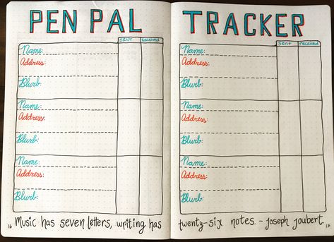 Penpal Tracker, Pen Pal Tracker, Pen Pals Crafts, Pen Pal Kit, Bullet Journal Weekly Layout, Weekly Planner Notepad, Snail Mail Inspiration, Diy Stationary, Snail Mail Pen Pals