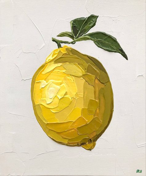 Food As Art, Fruit To Paint, Yellow Painting Aesthetic, Drawing Fruits, Painting Lemons, Lemons Painting, Lemon Artwork, Lemon Painting, Lemon Art