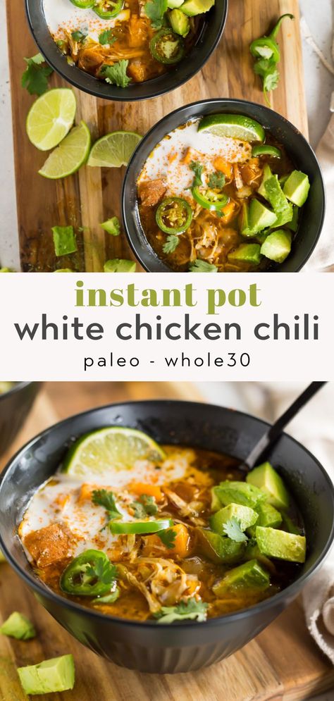 Whole 30 Chicken Chili, Paleo White Chicken Chili, White Chicken Chilli, Chili Paleo, Favorite Chili Recipe, 30 Diet, White Chili Chicken Recipe, Paleo Meals, Chicken Chili Recipe