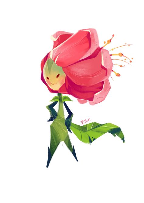 Flower Alien Character Design, Botanical Character Design, Flowers As Characters, Flower Character Art, Flowers Character Design, Dandelion Character Design, Rose Themed Character Design, Floral Character Design, Cute Fairy Character Design