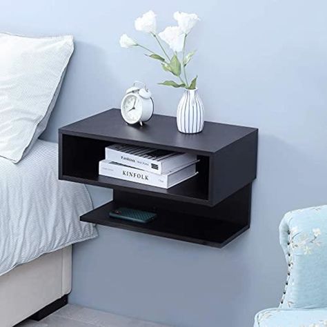 37 Products That Will Make Your House Feel Bigger Than It Actually Is | CNN Underscored Floating Side Table, Shelf With Drawer, Floating Shelf With Drawer, Storage For Living Room, Floating Shelves Bedroom, Wood Floating Shelf, Shelf Nightstand, Wall Mounted Shelf, Bedside Shelf