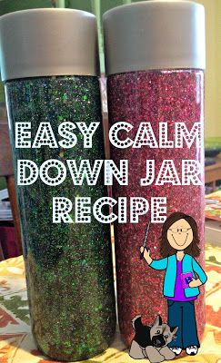 Mskcpotter: Calm Down Jar Recipe (Sensory bottle) Sensory Bottles Recipe, How To Make A Calming Bottle, Corn Syrup Sensory Bottle, Easy Calm Down Bottle, Glitter Calm Down Jar, Time Out Bottles Calm Down, Calming Jars, Bottle Sensory, Diy Glitter Jars Calm Down