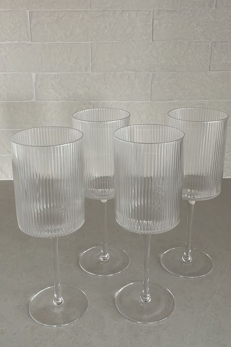 New! Linear Ribbed Goblet Wine … curated on LTK Glass Drinking Cups, Cute Glasses Kitchen, Ribbed Wine Glasses, Trendy Wine Glasses, Drink Glasses Aesthetic, Aesthetic Drinking Glasses, Cute Cups Aesthetic, Aesthetic Wine Glasses, Restaurant Glassware