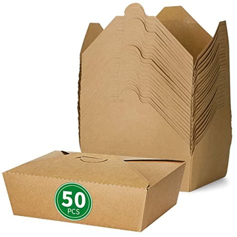 Amazon.com: Bloomoon 50 Pack 70 oz Take Out Food Container - Heavy Duty Microwavable Kraft Brown Paper Food To Go Box #3 - Leak Grease Resistant Disposable Recyclable Cardboard Lunch Box for Restaurant, Catering, Party : Industrial & Scientific To Go Box, Take Out Food, Disposable Food Containers, Truffle Boxes, Take Out Containers, Restaurant Catering, Food Content, Easy Food Art, Spatula Set