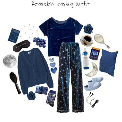 Ravenclaw Winter Outfits, Ravenclaw Aesthetic Outfit, Ravenclaw Outfit Aesthetic, Hogwarts Clothes, Space Core, Ravenclaw Outfit, Pajamas Aesthetic, Winter Grunge, Ravenclaw Aesthetic