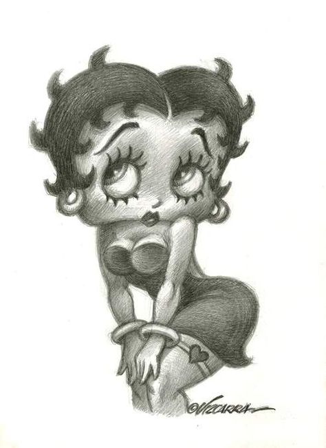 Betty Boop Art Style, Betty Boop Drawing Chicano, Chicano Drawings Betty Boop, Betty Boop Drawing Pencil, Oldies Sketches, Raymond Tattoo, Betty Boop Sketch, 2000s Cartoon Art Style, Oldie Drawings