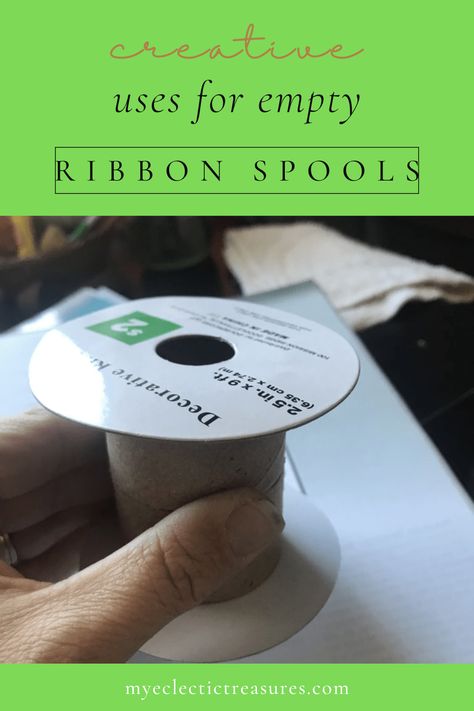 Ribbon Spools Repurpose, Empty Ribbon Spool Crafts, Ribbon Spool Crafts, Cotton Reel Craft, Yarn Ribbon And Thread, Wooden Spool Crafts, Repurposing Ideas, Spool Crafts, Spool Holder