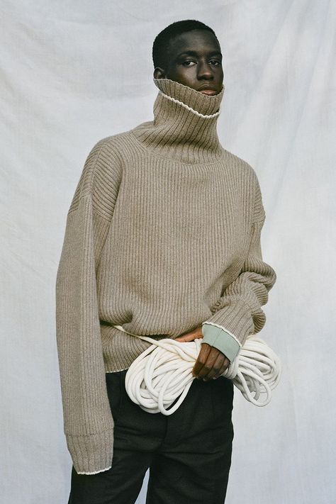 Lamine Faty by Julien T. Hamon for Uniforme Paris Fall-Winter 2020 Ad Campaign - Fashion Campaigns - Minimal. / Visual. Minimal Mens Fashion, Blue Checkered Shirt, Mens Knitwear, Mens Knit, Campaign Fashion, Confident Style, Fashion Sketchbook, Knitwear Fashion, Knitwear Men