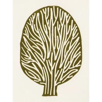 Linocut Tree #1 Pastel, Linocut Tree, Clinic Art, Simple Tree, Tree Illustration, Simple Illustration, Scandinavian Art, Online Wall Art, Watercolor Drawing