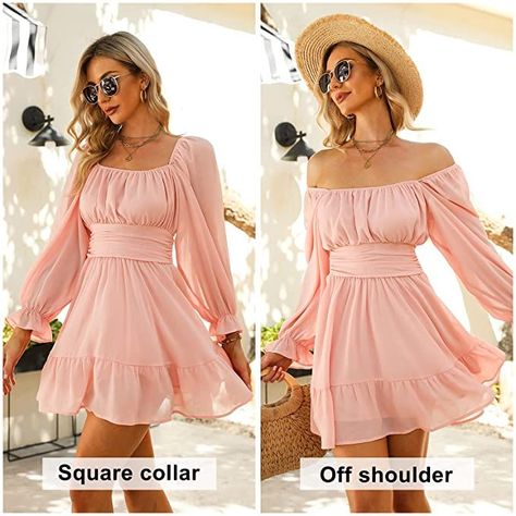 Spring Dresses Casual, Women Tie, Lantern Sleeve Dress, Dress Sleeve Styles, Square Neck Dress, Backless Mini Dress, Vestidos Vintage, Mini Dress Casual, Short Mini Dress