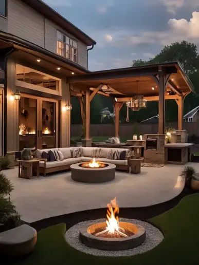 Patio Layout, Food Fusion, Dream Patio, Outdoor Patio Designs, Post Secret, Backyard Renovations, Backyard Remodel, Backyard Inspo, Backyard Fire