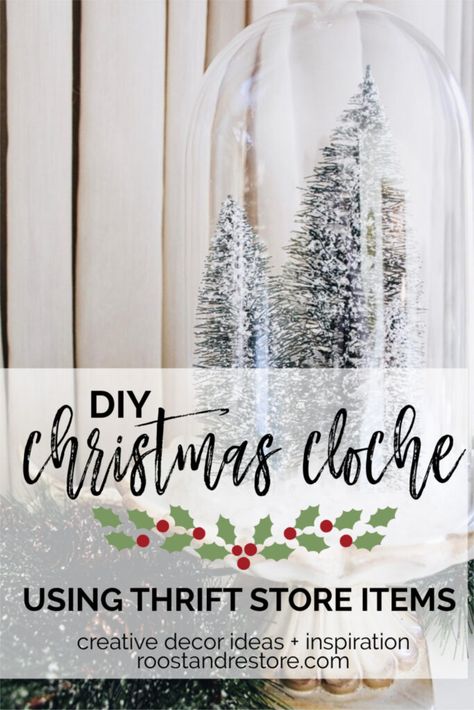 Thrifted DIY Snow Scene Christmas Cloche Holiday Lanterns Christmas, Thrifted Diy, Christmas Cloche, Diy Thrift Store Crafts, Cloche Decor, Diy Tree Decor, Holiday Lanterns, Diy Snow, Thrifty Diy