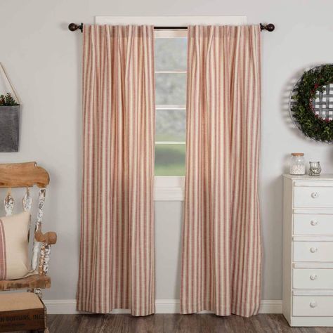 Ticking Stripe Curtains, Drape Curtains, Contemporary Windows, Striped Curtains, Tier Curtains, Country Curtains, Red Curtains, Unique Beds, Cafe Curtains