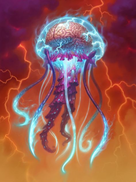 Anomalous Creatures, Jellyfish Monster, Hearthstone Artwork, New Year Card Design, Jellyfish Art, Dnd Monsters, Fantasy Beasts, Cosmic Horror, Fantasy Monster