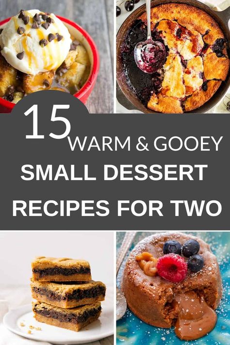 These small batch desserts for two are perfect for times you crave something sweet but don't need a big dessert. Everything from cookies, cakes and more. Small Batch Desserts, Desserts For Two, Batch Baking, Small Batch Cookies, Hot Desserts, Small Batch Baking, Warm Desserts, Single Serve Desserts, Dessert For Two