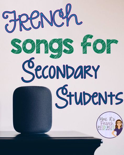 Check out this blog post to get a list of great songs to use in French class with middle and high school students. Includes links to videos you can use in class for grammar and vocabulary activities, at back to school, or just for fun. #frenchteacher #FSL #coreFrench Teaching French Immersion, French Speaking Activities, High School French, Great Songs, French Flashcards, French Worksheets, French Teaching Resources, Teaching Vocabulary, French Activities