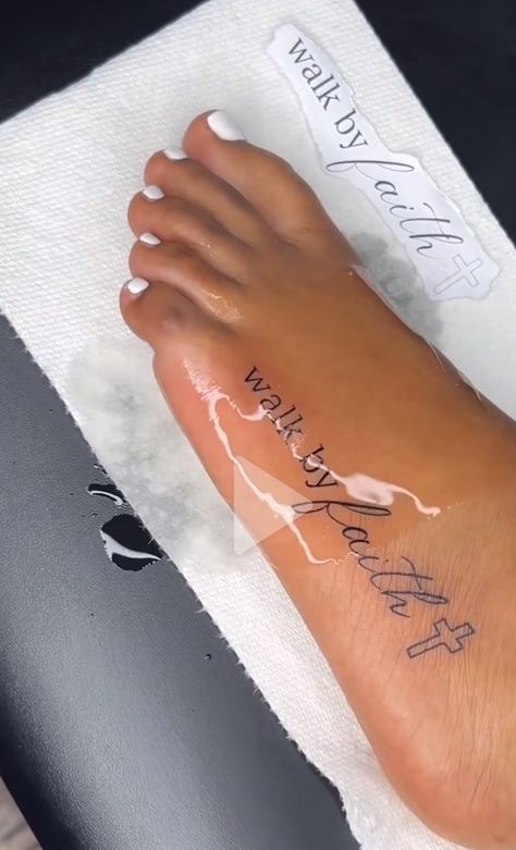 Walking With God Tattoo, Feet Tattoos Black Women, Foot Tattoos For Women Black Woman, Feminine Foot Tattoos, Foot Tatoos Woman, He Walks With Me Tattoo, Inner Ankle Tattoos For Women, Feet Tattoo Ideas, Feet Tattoos For Women Beautiful