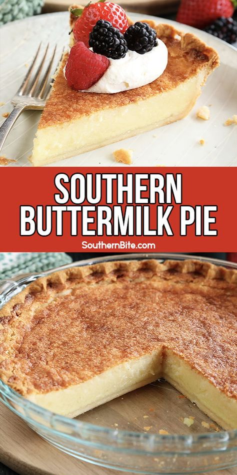 Best Thanksgiving Desserts, Southern Buttermilk Pie, Thanksgiving Desserts Apple, Buttermilk Pie Recipe, Custard Pie Recipe, Dessert Pie Recipes, Pie Thanksgiving, Dessert Pie, Buttermilk Pie