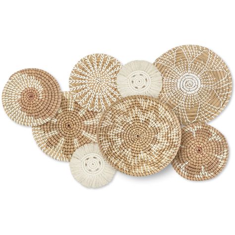 PRICES MAY VARY. Embellish Your Space: basket wall decor set is a desirable alternative to artwork and prints, which will add elegance texture and create a modern natural aesthetic feeling to your space Abundant to Choose: you will receive 8 pieces of woven wall baskets in different styles, the sizes vary from 7.8 inch to 11.8 inch, suitable for wall decorating use, the quantity and sizes are enough for your daily needs and replacement demands, you can mix and match them as you need, making your Lucas St, Basket Wall Decor Boho, Boho Wall Basket Decor, Woven Basket Decor, Woven Basket Wall Decor, Wicker Wall Baskets, Wicker Wall Decor, Woven Basket Wall, Woven Wall Baskets