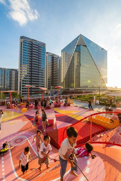 Rooftop Design, Architecture Concept Diagram, Mix Use Building, Tower Block, Space Projects, Playground Design, Shade Structure, Kids Play Area, Urban Environment